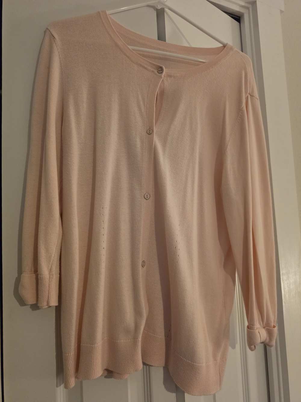 Elle Pale Pink/Blush Button-Front Cardigan XL